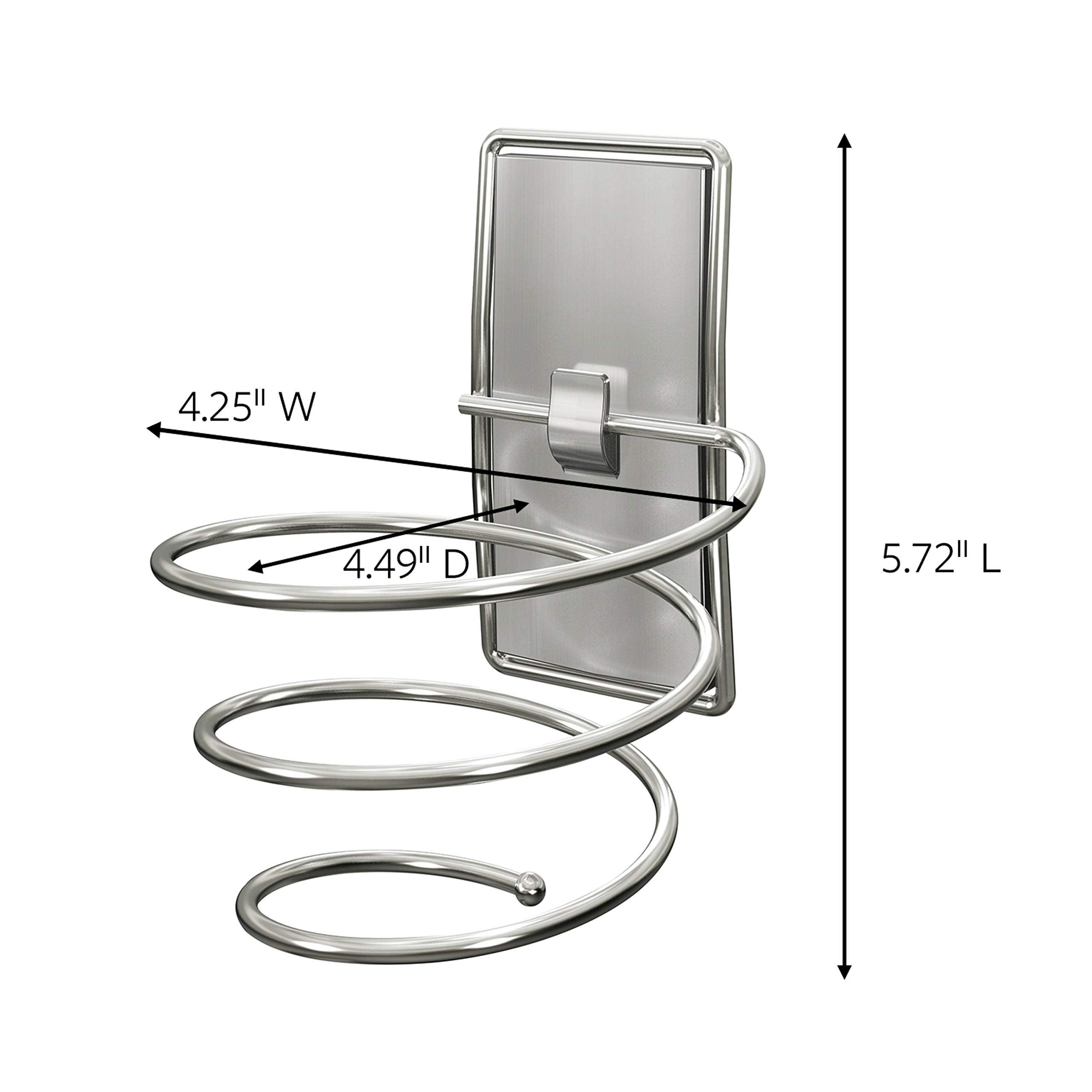 Command Bath Adhesive, 3 Lb Capacity, Bath39-Sn-Es Hair Dryer, Satin Nickel, 1-Holder, 2-Water-Resistant Strips, Organize Damage